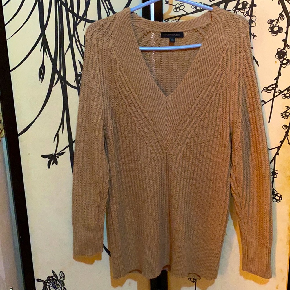 Banana Republic Women’s Camel/Tan Rib Knit Merino Wool/Alpaca Sweater Jumper